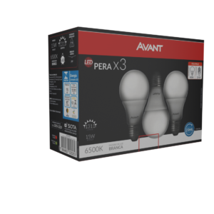 Pack com 3 Lâmpada LED 15W Luz Branca - Avant